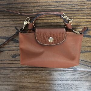 Longchamp Le Pliage Mini Crossbody In Brown. Gorgeous color.
